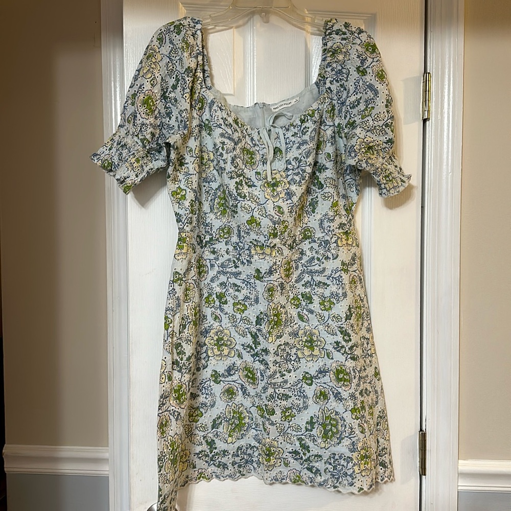 Avec Les Filles Floral Dress in Blue and Green